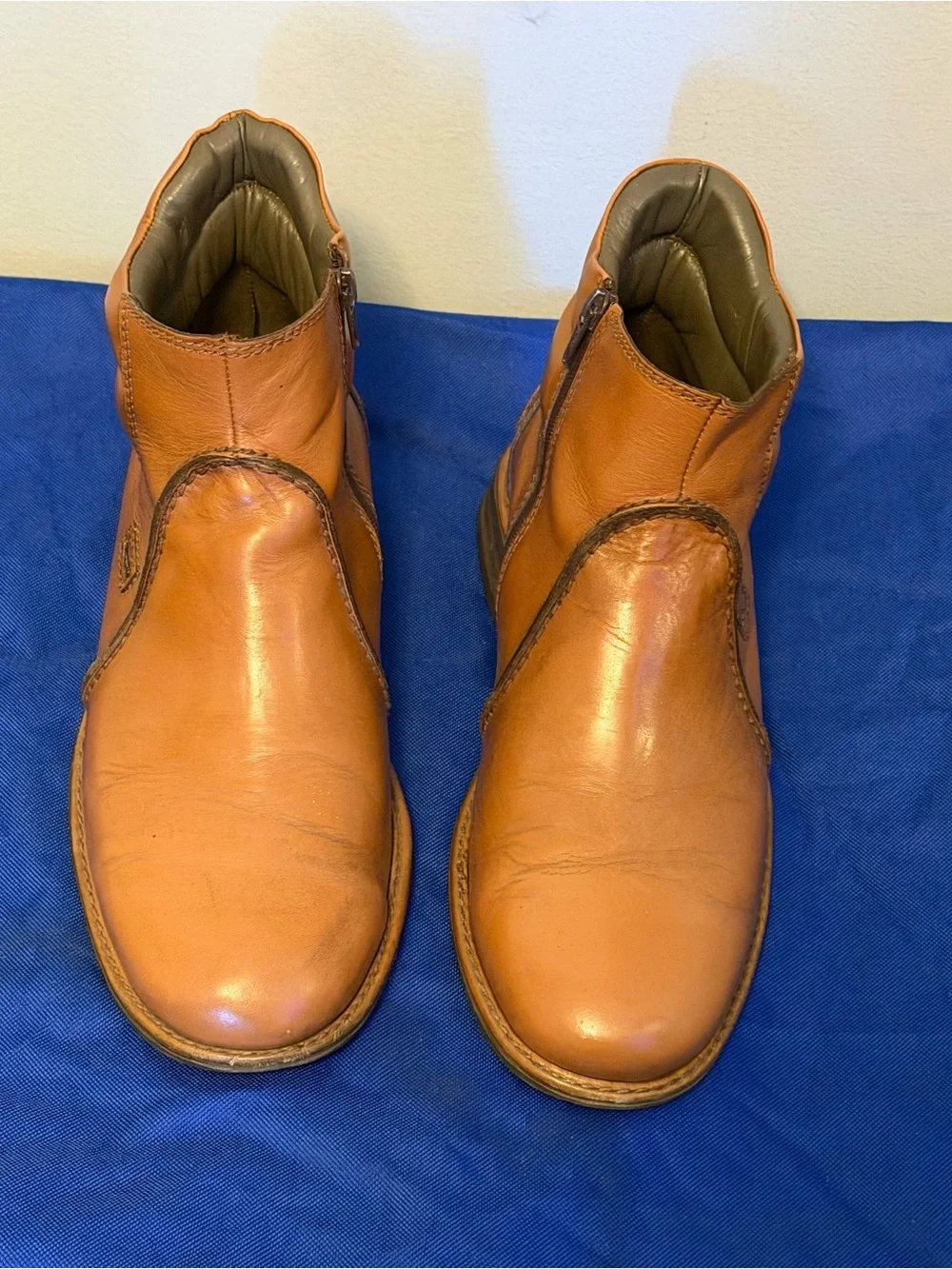 Gambinelli Premium Tan Leather Chukka Boots with Side Zip